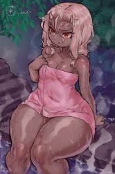 1girls bare_shoulders barefoot belly belly_button big_ass blush bottom_heavy breasts calamitas calamity_mod dark-skinned_female dark_skin female female_focus female_only fertile hand_on_breast high_resolution horns hot_spring no_bra no_panties onsen ourobot paid_reward perfect_body ready_for_sex red_eyes relaxed relaxing scar scar_on_face short_hair shortstack small_breasts steam steaming_body sweat sweatdrop sweaty sweaty_body tagme terraria thick_thighs thighs towel towel_only very_high_resolution waiting waiting_for_sex water white_hair wide_hips