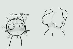 blush brain breasts cat eyes_wide_open furry gasp grey_background greyscale horny kumi_x meme meme_reference naked naked_female navel neuron_activation_(meme) nipples no_color oyasaioni9 self_upload teach_(teach_the_cat) teach_the_cat text whiskers wtf youtube