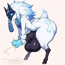 1girls ai_generated big_ass big_balls big_butt brax_(artist) cum cumming cumshot furry futa_only futanari heavy_balls hips horse_penis horsecock horsecock_futanari kindred lamb lamb_(league_of_legends) league_of_legends mask masturbating masturbation penis shortstack smaller_female solo stable_diffusion sweat tagme wide_hips