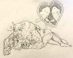 anthro big_dom_small_sub bison bite_mark blood blush bodily_fluids bovid bovine bruised canid canine canis dominant duo futanari gynomorph gynomorph/male hand_holding hi_res hickey horn hybrid intersex intersex/male larger_male licking love loving_gaze makoyino male mammal mane scratches sex size_difference small_horn sweat sweatdrop tail tail_tuft tongue tuft vein veiny_arms wolf ♡
