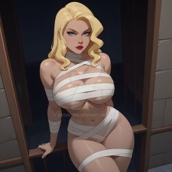 1girls ai_generated ass bandage bandaged_arm bandaged_leg bandages big_breasts black_canary blonde_female blonde_hair blonde_hair_female blue_eyes breast breasts cleavage curvaceous curvaceous_body curves curvy curvy_body curvy_female curvy_figure dc dc_comics deviantart dinah_lance exposed_ass exposed_breast exposed_breasts exposed_butt female female_only green_arrow_(series) hourglass_figure inner_sideboob light-skinned_female light_skin mummy mummy_costume mummy_wrappings okosumo sideboob solo solo_female thick_thighs underboob voluptuous voluptuous_female watermark