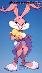 1girls abs ai_generated babs_bunny blush breasts cum_in_pussy electroworld female female female_focus female_only furry nude nude_female presenting pussy solo solo_focus tiny_toon_adventures warner_brothers