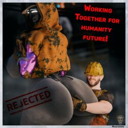 3d 3d_(artwork) 3d_model 3d_render big_ass big_butt construction_worker curvy curvy_body curvy_female curvy_figure female looking_at_viewer male male/female maxsterbrge photo robot robot_girl robot_humanoid robot_joints robotic_arm size_difference smile text thick_ass touching_ass