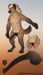 abs anatomically_correct anatomically_correct_genitalia anatomically_correct_pussy animal_genitalia anthro breasts crotch_breasts erect_pseudo-penis female fully_sheathed fur genitals hair hi_res hyena mammal mane mane_hair markings model_sheet muscular muscular_female pawpads penis pseudo-penis pseudo_balls pussy sheath solo spots spotted_body spotted_fur spotted_hyena teats top_heavy vanrixie