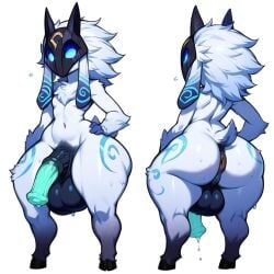 1girls ai_generated big_ass big_butt brax_(artist) character_sheet furry futa_only futanari hips horse_penis horsecock horsecock_futanari kindred lamb lamb_(league_of_legends) league_of_legends mask penis shortstack smaller_female solo stable_diffusion tagme wide_hips