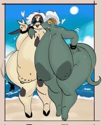 big_ass big_breasts cow_girl fat_ass furry gilf glasses huge_breasts large_breasts lizard_girl mooncheez3 saggy_breasts white_hair