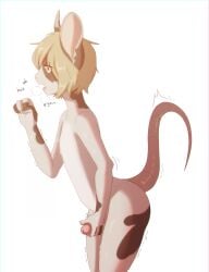 anthro ass blonde_hair bottomless bottomless_anthro bottomless_male breath breathing buddy_cassini clothed clothing cuckold digital_media_(artwork) ejaculation ejaculation_from_handjob embarrassed erection femboy fur genitals hair handjob hi_res male mammal markings masturbation moan murid murine orange_eyes penile penis rat risky risky_erection risky_masturbation risky_nudity rodent scared sex short_hair solo spots spotted_body spotted_fur stakeout stalking submissive submissive_male surveillance yukidrimurr