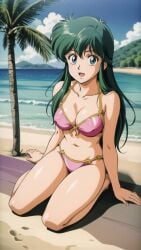 1980s_(style) 1girls :d ai_generated ayanokouji_rem beach bikini bikini_bottom bikini_top breasts commentary_request dream_hunter_rem english_commentary female female_only hi_res highres long_hair long_hair_female medium_breasts mixed-language_commentary outdoors palm_tree pink_bikini_bottom pink_bikini_top solo solo_female teen_girl teenager thighs very_high_resolution