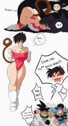 1girls 2boys anger_vein angry armor ass ass_in_air bad_id bardock bardock_(dragon_ball_z) bent_over big_ass big_breasts black_hair boots breasts cleavage closed_eyes comedic dead_source dialogue dragon_ball dragon_ball_z earrings english_text female female_saiyan full_moon gloves headband horny horny_female huge_ass huge_breasts humor in_heat kneepads large_ass large_breasts leotard male male_saiyan moon multiple_boys nala1588 nice_ass no_eyewear on_all_fours open_mouth pink_clothing pink_leotard plain_background pussy_juice red_headband running saiyan saiyan_armor saiyan_female saiyan_male saiyan_tail scared seripa short_hair shounen_jump tail text thick_thighs thighs toma_(dragon_ball) white_boots white_gloves