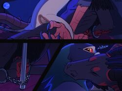 aggron_(mothaala) andromorph andromorph/male andromorph_penetrated anthro avian bird bite black_body blue_light bondage bound columbid comic_panel cuff_(restraint) dominant dominant_andromorph dominant_intersex dragon duo feet handcuffed handcuffs hi_res hysterectomy internal internal_vaginal intersex intersex/male intersex_penetrated male metal_cuffs mothaala mythological_creature mythological_scalie mythology neck_bite on_ground penetration pigeon restraints scalie talons toes x-ray_view
