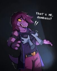 absurd_res accidental_circumstance accidental_grope blush boss_fight darkness deltarune deltarune_chapter_4 dialogue digital_media_(artwork) dinosaur dinosaur_girl embarrassed enginetrap funny groping hands_on_boobs hi_res higher_resolution_duplicate kris_(deltarune) scalie sketch susie_(deltarune)