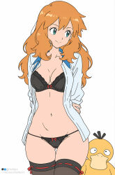 1girl ai_generated alternative_bust_size annoyed aqua_eyes arms_under_breasts blue_jacket blush bodily_fluids breasts busty clavicle clothing competition_swimsuit covered_navel crossed_arms curvaceous eyebrows fang female gluteal_fold green_eyes groin gym_leader highleg highleg_swimsuit huge_breasts jacket kasumi_(pokemon) large_breasts long_sleeves looking_at_viewer misty_(pokemon) navel one-piece_swimsuit open_clothes open_jacket open_mouth orange_hair pokemon shiny_clothes shiny_skin short_hair solo sportswear standing sweat sweatdrop swimsuit tank_suit taut_clothes teeth thick_thighs thighs track_jacket v-shaped_eyebrows white_one-piece_swimsuit white_swimsuit wide_hips zipper zipper_pull_tab