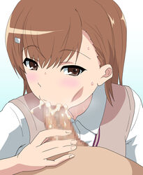 censored cum cum_in_mouth fellatio misaka_mikoto nanadou oral sweat to_aru_kagaku_no_railgun to_aru_majutsu_no_index