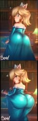 1girls 2020s 2026 aqua_dress artist_name ass ass_focus ass_in_dress bare_shoulders big_ass big_butt blonde_hair blue_eyes bookshelf bottom_heavy bottom_heavy_female breasts bubble_ass bubble_butt butt_focus clothing_pull crown curvy dat_ass dat_butt dress earrings edit edited female female_only flying_sweatdrops from_behind fully_clothed gloves hair_over_one_eye huge_ass illumination_entertainment indoors jewelry lips lipstick long_hair looking_at_viewer looking_back mario_(series) nintendo pantylines princess_rosalina princess_rosalina_(movie) red_lipstick semidraws solo super_mario_galaxy_(2026_film) thick thick_ass thick_butt thick_hips thick_thighs thighs tight_clothing tight_dress wide_hips