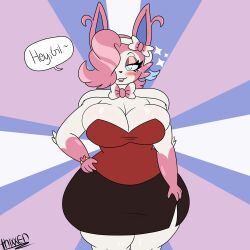 big_breasts breasts cleavage eeveelution female furry huge_breasts me pokemon pokemon_(species) sylveon tag thick_thighs thixxen wide_hips