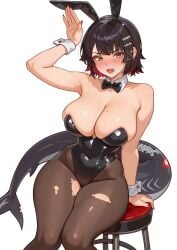 1girls alternate_version_available animal_tail armwear artist_name big_breasts black_bunnysuit black_hair blush breasts brown_eyes bunny_ears bunnysuit cetta_(cettadvd) cleavage colored_nails ellen_joe fake_animal_ears female female_only hair hair_ornament hairclip hips huge_breasts leggings legwear long_nails mole mole_on_breast mole_under_eye nail_polish nails necktie neckwear painted_nails pink_hair red_nail_polish red_nails ripped_leggings shark_girl shark_tail sharp_teeth sitting solo solo_female stool tail thick_thighs thighs two-tone_hair white_background wrist_cuffs zenless_zone_zero