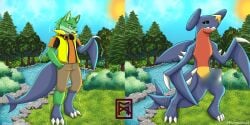 absurd_res anthro canid canine fox furminko27 garchomp generation_4_pokemon hi_res male mammal nintendo pokemon pokemon_(species) pokemorph solo transformation