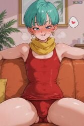 1boy ai_generated androgynous aqua_hair armpits ass_visible_through_thighs bangs bare_shoulders big_ass blue_eyes blue_hair blunt_bangs blush bulge bulma_briefs cameltoe cocktail_dress couch covered_navel covered_nipples crossdressing curvy curvy_figure dragon dragon_ball dragon_ball_z earrings erection erection_under_clothes femboy femboy_dilf femboy_focus femboysub feminine_body feminine_faced_male feminine_male feminine_pose feminization genderswap_(ftm) green_hair grin heart heavy_breathing hoop_earrings indoors jewelry looking_at_viewer male_focus male_only naughty_face nose_blush on_couch one-piece_swimsuit otoko_no_ko outstretched_arms paid_reward_available parted_lips red_dress red_one-piece_swimsuit rule_63 scarf school_swimsuit seductive_smile shiny short_hair sitting skindentation sleeveless_dress small_penis smile solo solo_focus speech_bubble spoken_heart spread_arms spread_legs sweat sweatdrop sweating sweaty sweaty_body swimsuit teal_hair teeth testicles thick_thighs thighs tiny_male tiny_penis trap trembling twink velutinx wet_skin wide_hips yaoi yellow_scarf