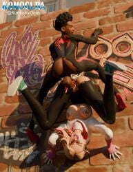 1boy 1boy1girl 3d 3d_(artwork) 3d_artwork 3d_background 3d_model 3d_render 3dcg afro alley alley_sex alley_wall ass ass_focus balls black_body black_hair black_penis blender blender3d blender_(artwork) blender_(medium) blender_(software) blender_cycles blender_cycles_(artwork) blonde-haired_female blonde-haired_male blonde_female blonde_hair blue_eyes breasts breasts_out canon_couple comic comic_book comic_book_character condom condom_balloon condom_in_mouth condom_on_face condom_on_head cum cum_drip cum_in_pussy cum_inside cum_on_body cum_on_breasts cum_on_face dark-skinned_male dark_body dark_hair dark_penis dark_skin female fortnite fortnite:_battle_royale graffiti graffiti_on_wall gwen_stacy gwen_stacy_(spider-verse) komodorgura large_penis marvel marvel_comics miles_morales penis penis_in_pussy pussy sex spider-gwen spider-man:_across_the_spider-verse spider-man:_into_the_spider-verse spider-man_(series) superhero superhero_costume superhero_couple superheroine superheroine_costume vaginal_insertion vaginal_penetration vaginal_sex wall_sex white_body white_skin