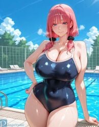 ai_generated angel_yukkis ass bathing_suit big_ass big_breasts breasts curvy_figure day female go-toubun_no_hanayome milf nakano_nino oppai pool pussy sexy_female sexy_pose
