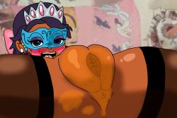 anus artist_request female gina grounded highres naughty_face non-web_source open_mouth pussy solo source_request tagme