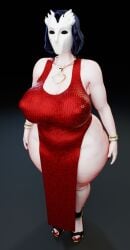 1girls 3d areolae big_ass big_breasts bigger_female black_hair curvy_figure elevenendless endlessillusion giantess huge_ass huge_breasts lucretia_sinn masked masked_female oc original original_character voluptuous wide_hips