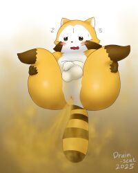 anthro anus ass balls blush brown_body brown_fur drain_scat fart fart_cloud fur genitals hi_res holding_both_legs humanoid_genitalia humanoid_penis low-angle_view male mammal markings midair multicolored_body multicolored_fur penis procyonid raccoon rascal_(rascal_the_raccoon) rascal_the_raccoon simple_background solo spread_legs spreading striped_markings striped_tail stripes tail tail_markings two_tone_body two_tone_fur white_body white_fur wide_hips yellow_body yellow_fur
