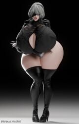 1girls 3d 3d_(artwork) 3d_render android apokailypseart artist_name black_bandana curvaceous curvaceous_body curvaceous_female curvaceous_figure curvy curvy_body curvy_female curvy_figure curvy_hips female_only full_body hi_res high_resolution highres huge_ass light-skinned_female medium_hair nier:_automata solo solo_female standing teasing thick_thighs video_game_character voluptuous voluptuous_female white_hair yorha_2b