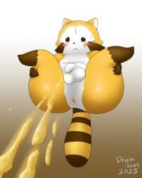 anthro anus ass balls blush bodily_fluids brown_body brown_fur drain_scat fur genital_fluids genitals hi_res holding_both_legs humanoid_genitalia humanoid_penis low-angle_view male mammal markings midair multicolored_body multicolored_fur peeing peeing_on_viewer penis procyonid raccoon rascal_(rascal_the_raccoon) rascal_the_raccoon simple_background solo spread_legs spreading striped_markings striped_tail stripes tail tail_markings two_tone_body two_tone_fur urinating urinating_male urine urine_stream watersports white_body white_fur wide_hips yellow_body yellow_fur