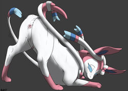 ass ass_up backlash91 eeveelution feral furry looking_at_viewer multi_nipple naughty_face nintendo nipples pokemon pokemon_(species) presenting presenting_hindquarters pussy quadruped raised_tail signature sylveon video_games