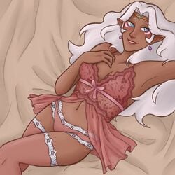 altean dark-skinned_female dark_skin female googlyeyeseyes123 lingerie lying_down princess_allura solo voltron voltron:_legendary_defender