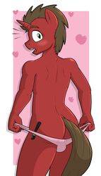 2015 anthro ass balls blush clothing cutie_mark equine fan_character friendship_is_magic girly hair heart horn looking_at_viewer male mammal my_little_pony open_mouth panties solo strangerdanger underwear unicorn