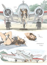 1girls aeromorph aircraft airplane amelia_earhart bent_over blush breasts brown_hair clothed clothing cum cum_inside dialogue english_text female from_behind hair half-dressed heart history human living_aircraft living_machine male mammal mechanical mounted nipples penetration penis public_domain pussy ratbat sex size_difference straight tentacle text vaginal_penetration