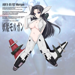 ace_combat adfx-01/02 airplane black breasts huge_breasts mecha_musume morgan