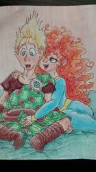 1boy 1boy1girl 1girls boner brave disney disney_princess erection_under_clothes female male merida pixar puku83 tagme wee_dingwall