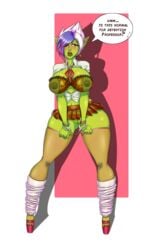 1girls areola ass big_breasts blue_eyes blush bowtie bra bracelet breasts breasts_out cameltoe captainjerkpants dialog earrings fangs female female_only green_skin handcuffs high_heels huge_ass huge_breasts large_breasts leg_warmers miniskirt nail_polish nipples nose_piercing open_clothes open_shirt orc orc_female pantyshot piercing pointy_ears revealing_clothes school_uniform schoolgirl see-through shadow shirt short_hair simple_background skimpy solo standing thick_thighs thighhighs thong vem warcraft wide_hips world_of_warcraft wow