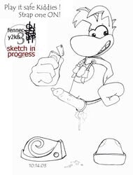 2003 anthro condom condom_on_penis cum fennec_(artist) furry male male_only penis rayman rayman_(series) sketch solo solo_male straight ubisoft