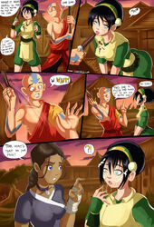 1boy 2girls aang after_oral air_nomad airbender_tattoo avatar_legends avatar_the_last_airbender black_hair blind blind_girl blue_eyes brown_hair chocolate clothing comic cum cum_in_hair cum_on_face cum_on_hair dark-skinned_female dark_skin dialogue earth_kingdom english_text female hair_ornament human implied_fellatio implied_oral implied_sex katara licking_penis licking_popsicle light-skinned_female male medium_breasts multiple_girls necklace nickelodeon oral oral_insinuation oral_invitation panels popsicle purple_eyes shadman small_breasts speech_bubble text the_avatar toph_bei_fong water_tribe