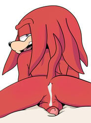 after_sex anthro anus ass balls cum cum_in_ass cum_inside echidna knuckles_the_echidna looking_at_viewer looking_back male male_only mammal maychin monotreme open_mouth penis presenting presenting_hindquarters smile solo sonic_(series) spread_legs spreading tongue uncut yaoi