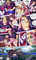 1girls arm_grab black_eyes breasts brother brother_and_sister busty cleavage comic crying english_text female female_focus food forced gamer glasses incest male microsoft original original_character original_characters panels panties panties_aside penetration rape red_eyes shadman sibling sister sitting standing swastika tank_top tear text tongue_out video_games voluptuous xbox xbox_360