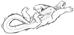 anal ask-a-deathclaw_(artist) beast_from_20000_fathoms cum dinosaur knot lizard male masturbation penis reptile rhedosaurus scalie self_fuck sex tail_sex