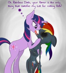 bipedal corpse death drakxs equine female female_death french_kiss friendship_is_magic kissing mammal my_little_pony necrophilia nightmare_fuel pussy_juice rainbow_dash_(mlp) rotting straight_hair text twilight_sparkle_(mlp)