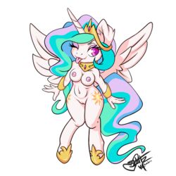 chibi equine friendship_is_magic horse huebris my_little_pony nude princess_celestia_(mlp) tongue_out