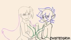 2d 2d_animation animated breasts character_request double_paizuri emi emi_(character) emi_(twistedgrim) female multiple_paizuri original original_character original_characters paizuri tagme twistedgrim