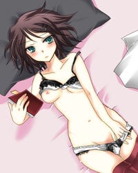 baka_to_test_to_shoukanjuu female kinoshita_yuuko reading undressing