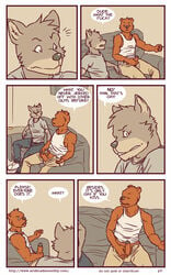 anthro artdecade bear canine comic english_text erection fur gay grizzly_bear male male/male male_only mammal masturbation penis text uncut what wolf yaoi