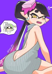 aiura_chan ass ass_crack ass_focus back_view beauty_mark big_ass big_butt blush butt butt_crack butt_focus callie_(splatoon) fingers_on_chin looking_back_at_self marie_(splatoon) splatoon virgin_killer_sweater