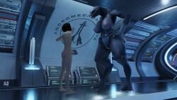 1boy 1girls 3d alien alien/human alien_girl defeated dominant_female elite_(halo) female female_sangheili halo_(series) imminent_sex male monster_girl nervous_male odst reversemilkman sangheili size_difference submissive_male