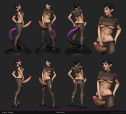 1futa 3d ass ass_cleavage black_hair breasts butt_crack erection futa_only futanari hair insertion intersex large_penis navel pantyhose penis short_hair solo standing t-shirt tentacle texelion torn_pantyhose underboob