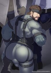 balls_under_clothes bara beard big_bulge bulge clothing konami male male_only manly mature_male metal_gear metal_gear_solid muscular_male naxxillustration penis_under_clothes solid_snake tight_clothing